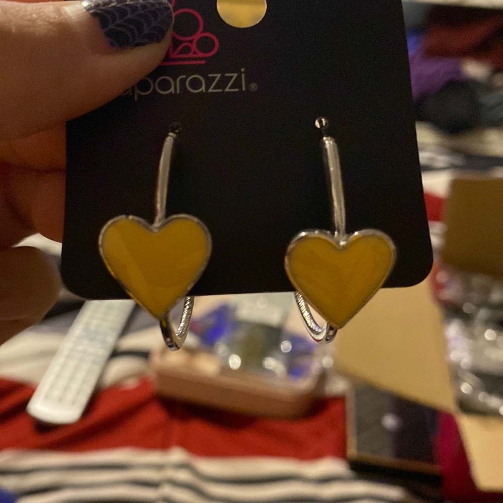 Yellow Heart Hopped Earrings